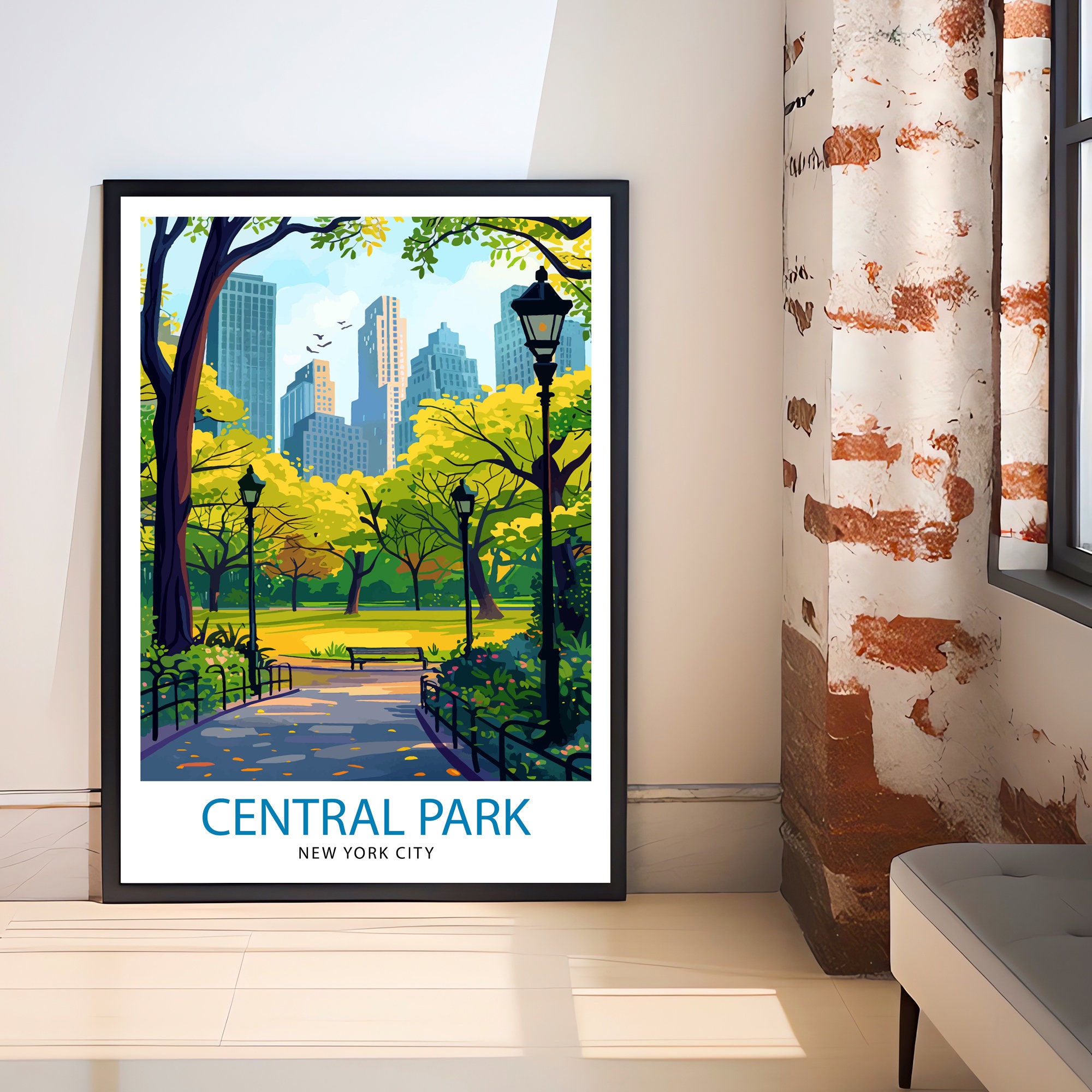 Central Park New York Travel Print| Central Park Wall Decor Central ...