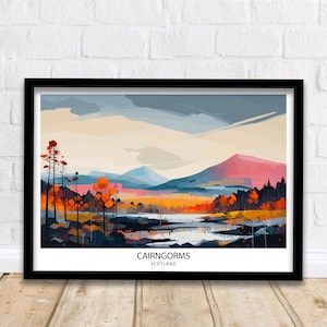 Cairngorms National Park Travel Print  National Park Scotland Cairngorms Print Travel Poster Scottish Highlands Cairngorms Poster