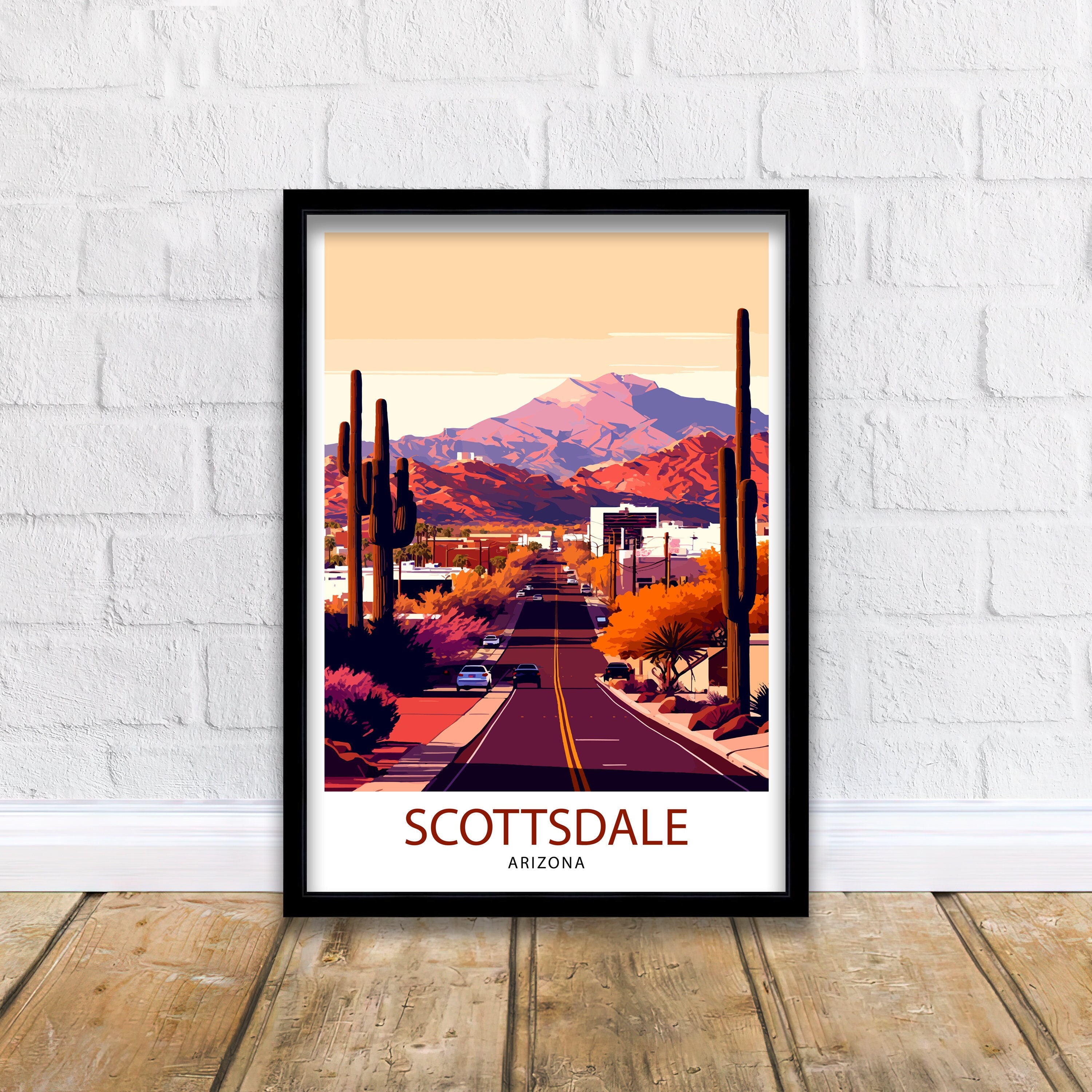 Scottsdale Arizona Travel Poster Scottsdale Wall Art Arizona