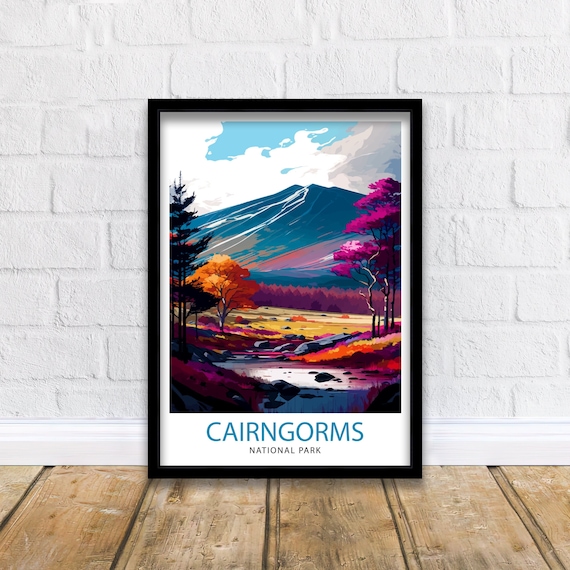 Cairngorms National Park Travel Print  Scotland Wall Art Cairngorms Illustration Travel Poster Gift Scotland Home Decor