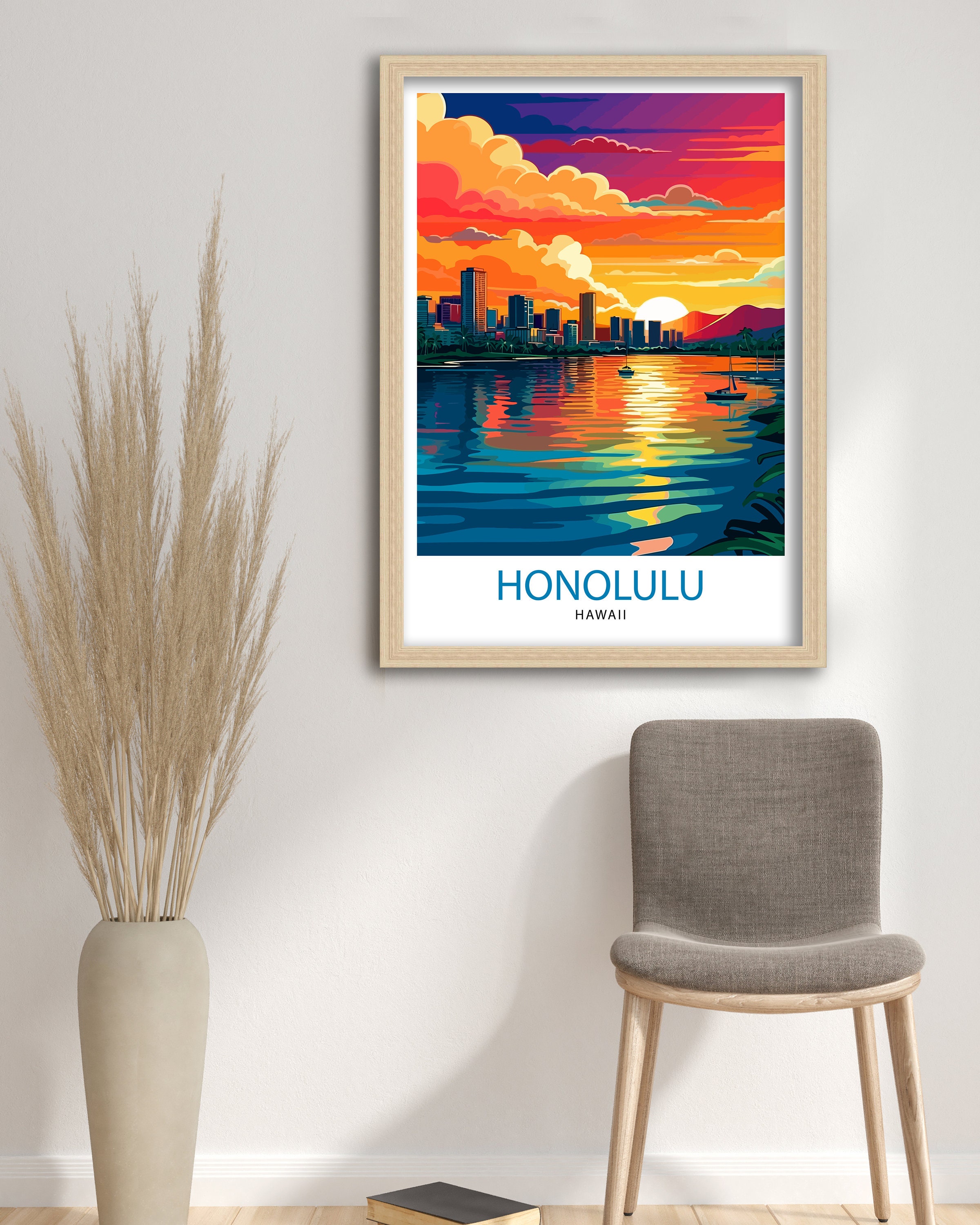 Honolulu Hawaii Travel Print Honolulu Wall Decor Honolulu Etsy UK