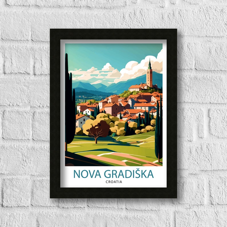 Nova Gradiška Croatia Travel Print , Croatian Cityscape Wall Art, Croatia Travel Poster, Nova Gradiška Souvenir, Home Decor image 2