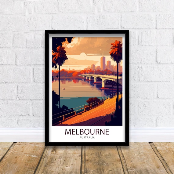 Melbourne Australia Travel Print  Melbourne Wall Art Melbourne Decor Melbourne Illustration Australia Travel Poster Melbourne Cityscape
