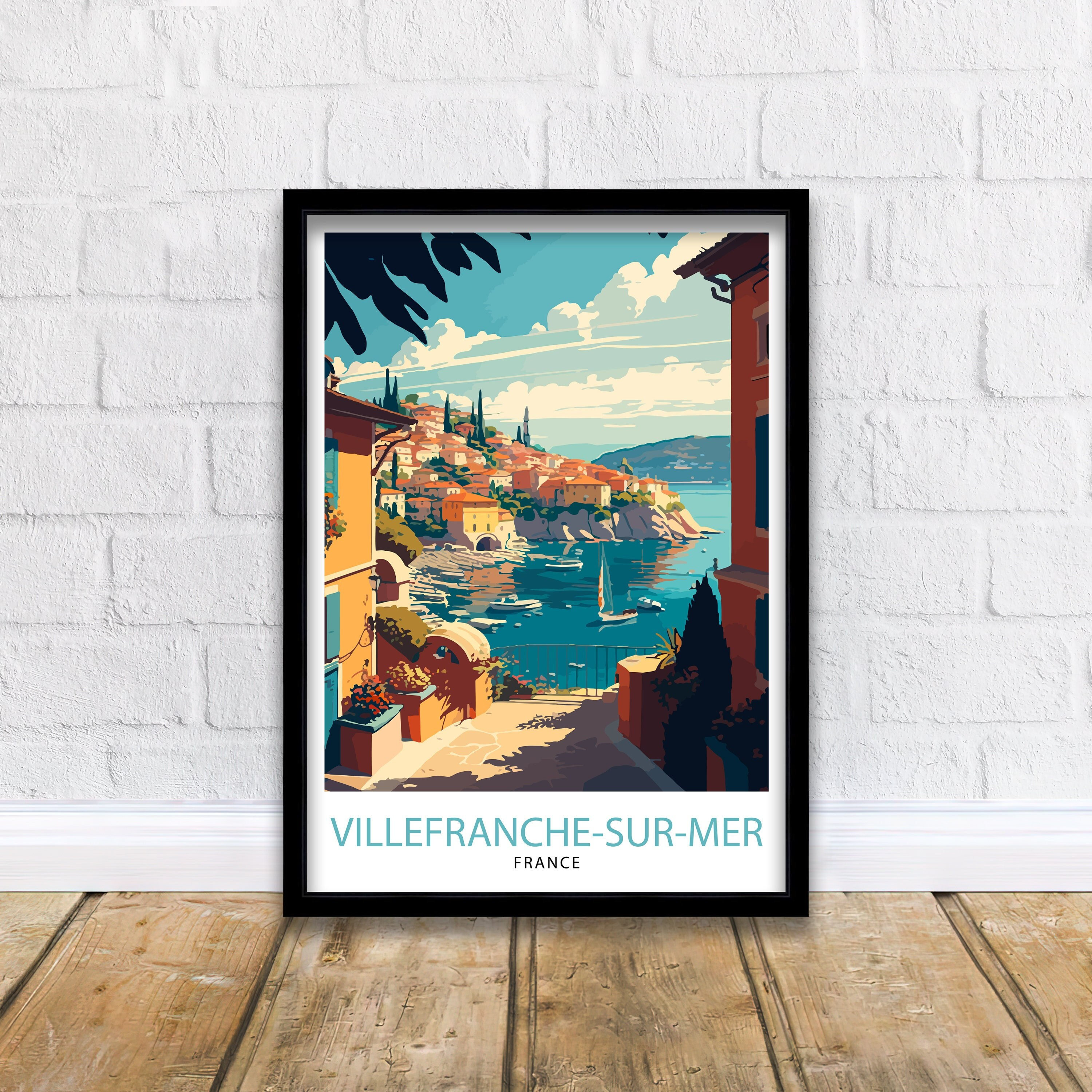 Poster Sur Toile Villefranche-sur-Mer 30x45cm - Décoration Murale Paysage - Cadre Optionnel - 8
