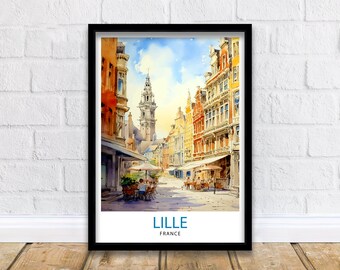 Lille France Travel Print  Lille Wall Decor Lille Poster France Travel Prints Lille Art Print Lille Illustration Lille