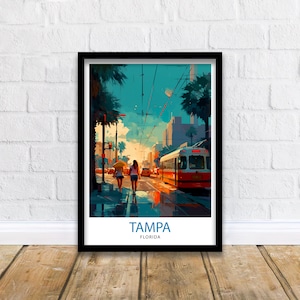 Tampa Bay Floryda Podróż Drukuj Tampa Bay Sztuka Ścienna Floryda Plakat, Tampa Bay Ilustracja Podróż Plakat Prezent Do Tampa Bay Floryda Wystrój Domu