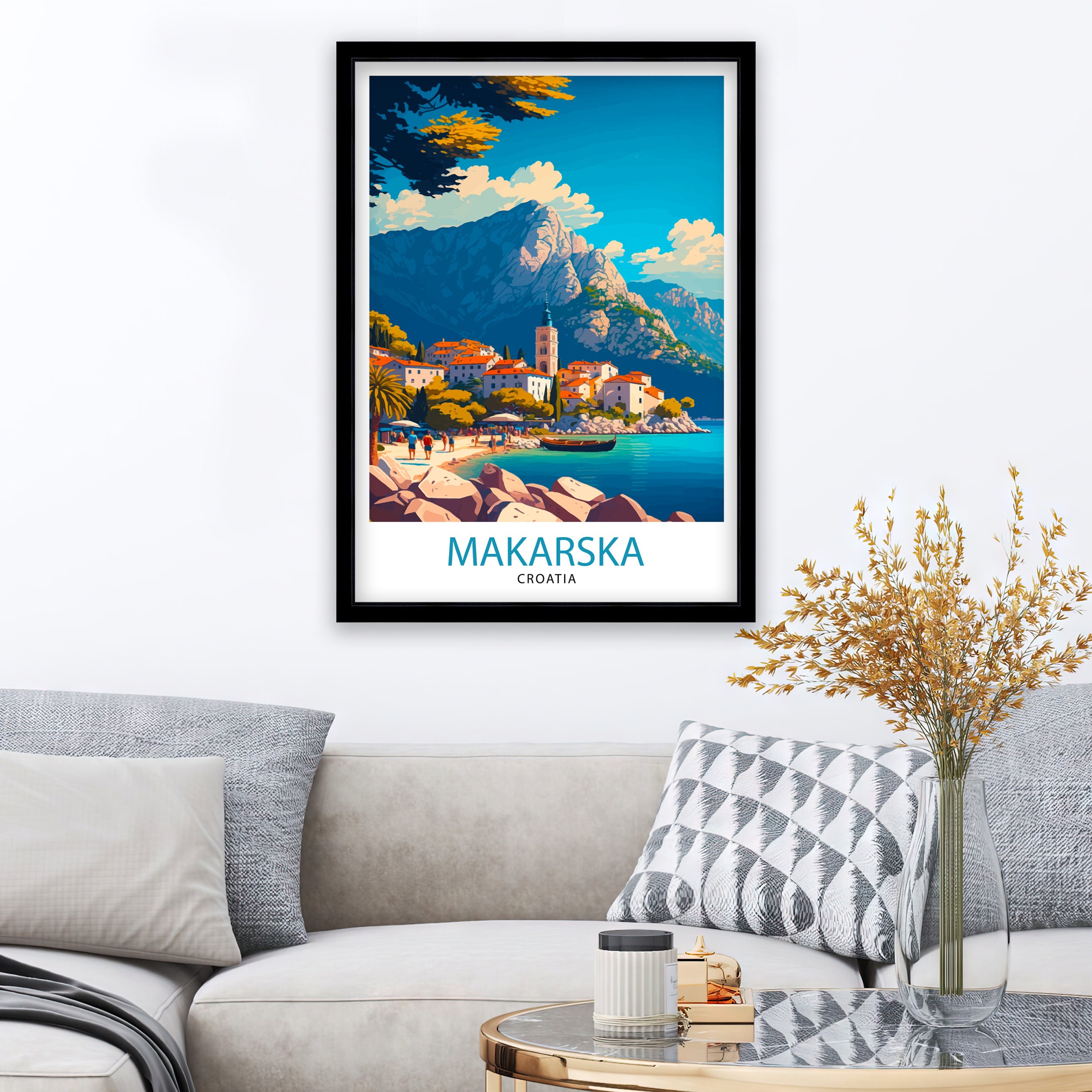 Discover Makarska Croatie Paysage Voyage Vintage Poster