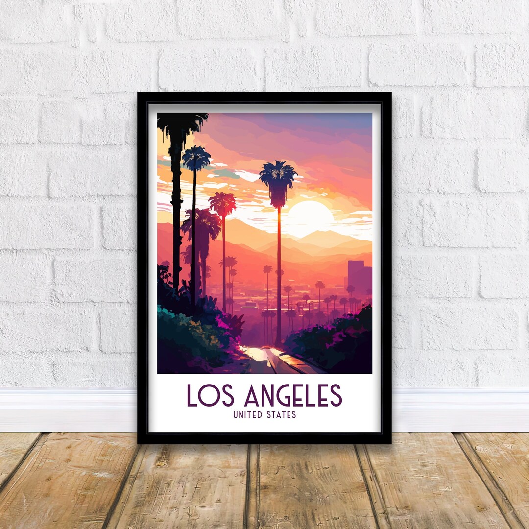 Los Angeles Travel Print LA Wall Decor California Home Living Decor LA Illustration Travel