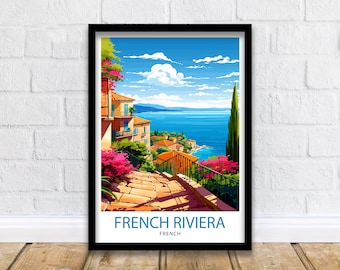 French Riviera Travel Print  Riviera Wall Decor French Riviera Poster Mediterranean Travel Prints Riviera Art Print French Riviera