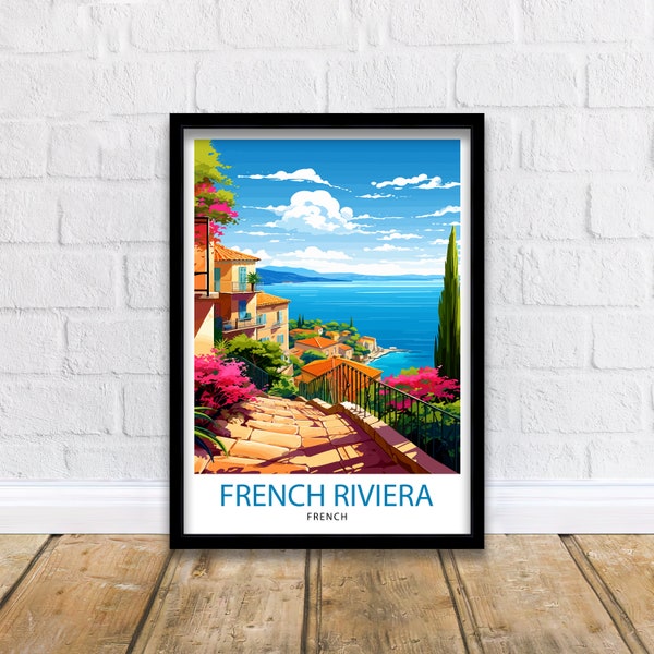 French Riviera Travel Print  Riviera Wall Decor French Riviera Poster Mediterranean Travel Prints Riviera Art Print French Riviera