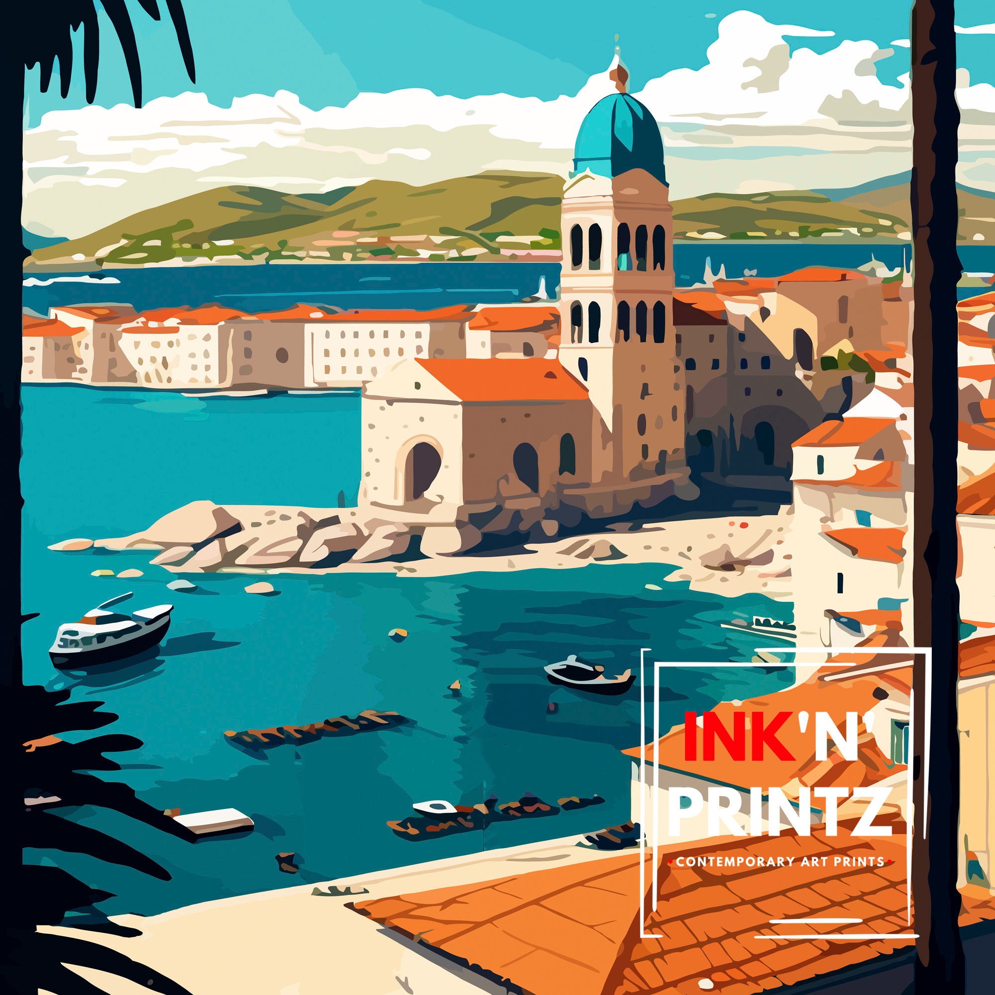 Discover Trogir Croatie Paysage Voyage Vintage Poster