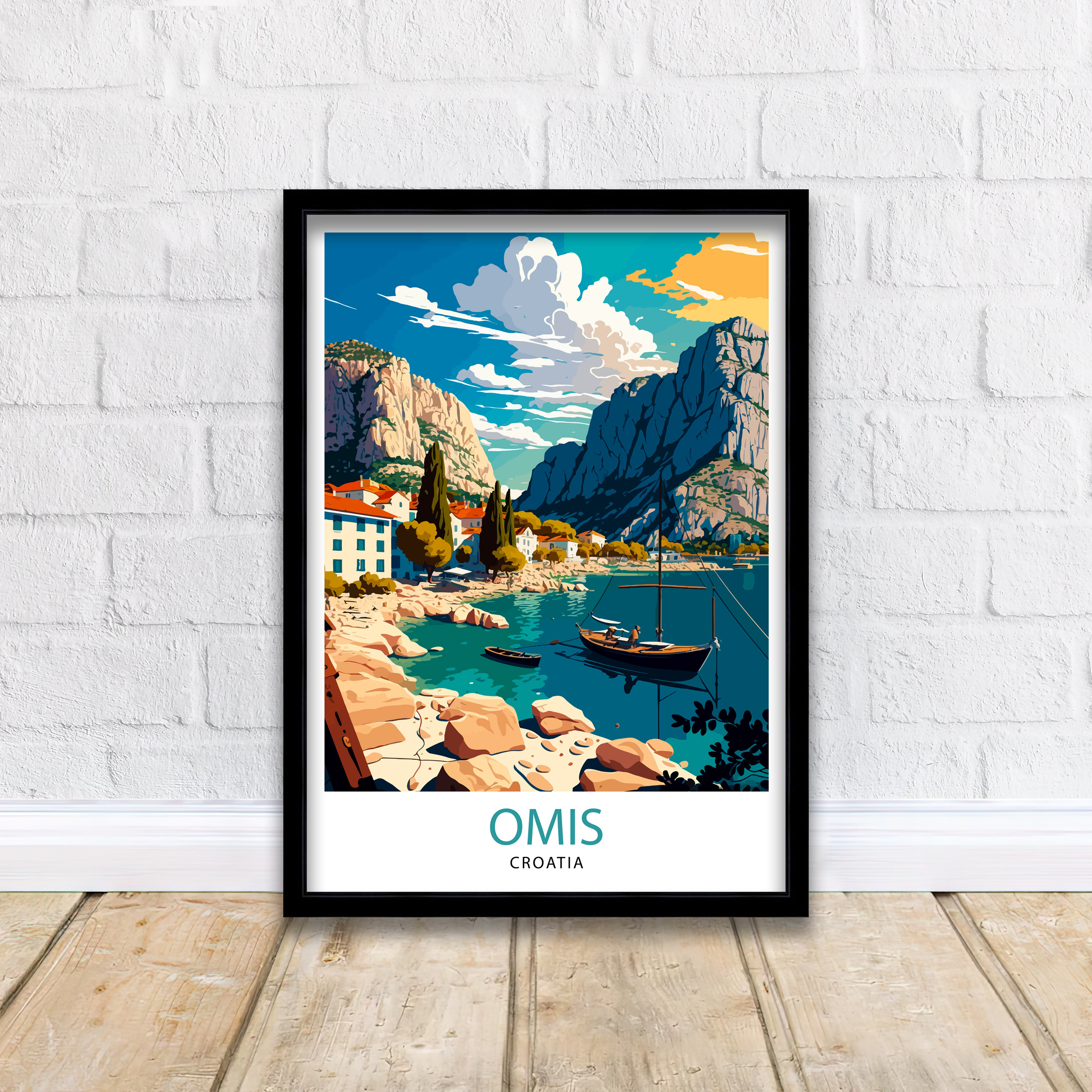 Omis Croatia Travel Poster, Coastal Town Art Print - Etsy