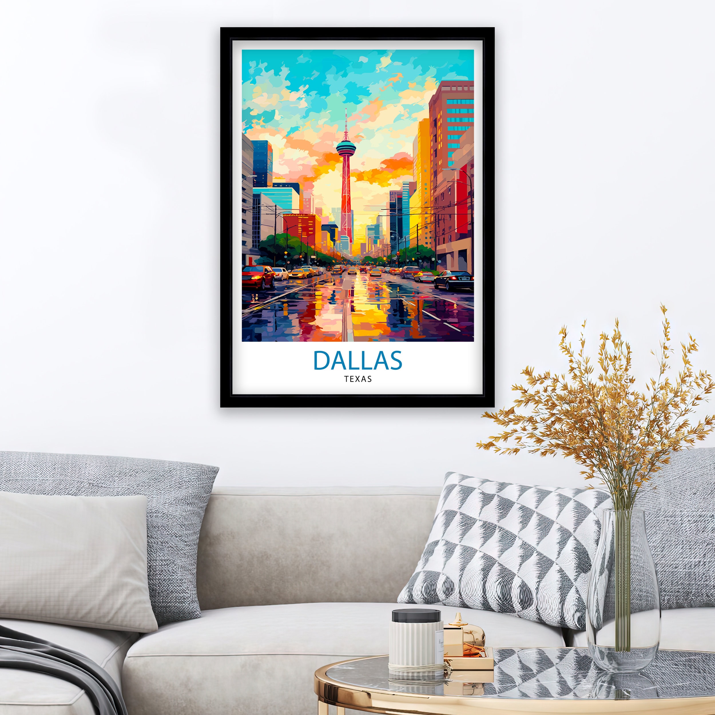 Dallas Texas Travel Print| Dallas Wall Decor Dallas Poster USA Travel ...