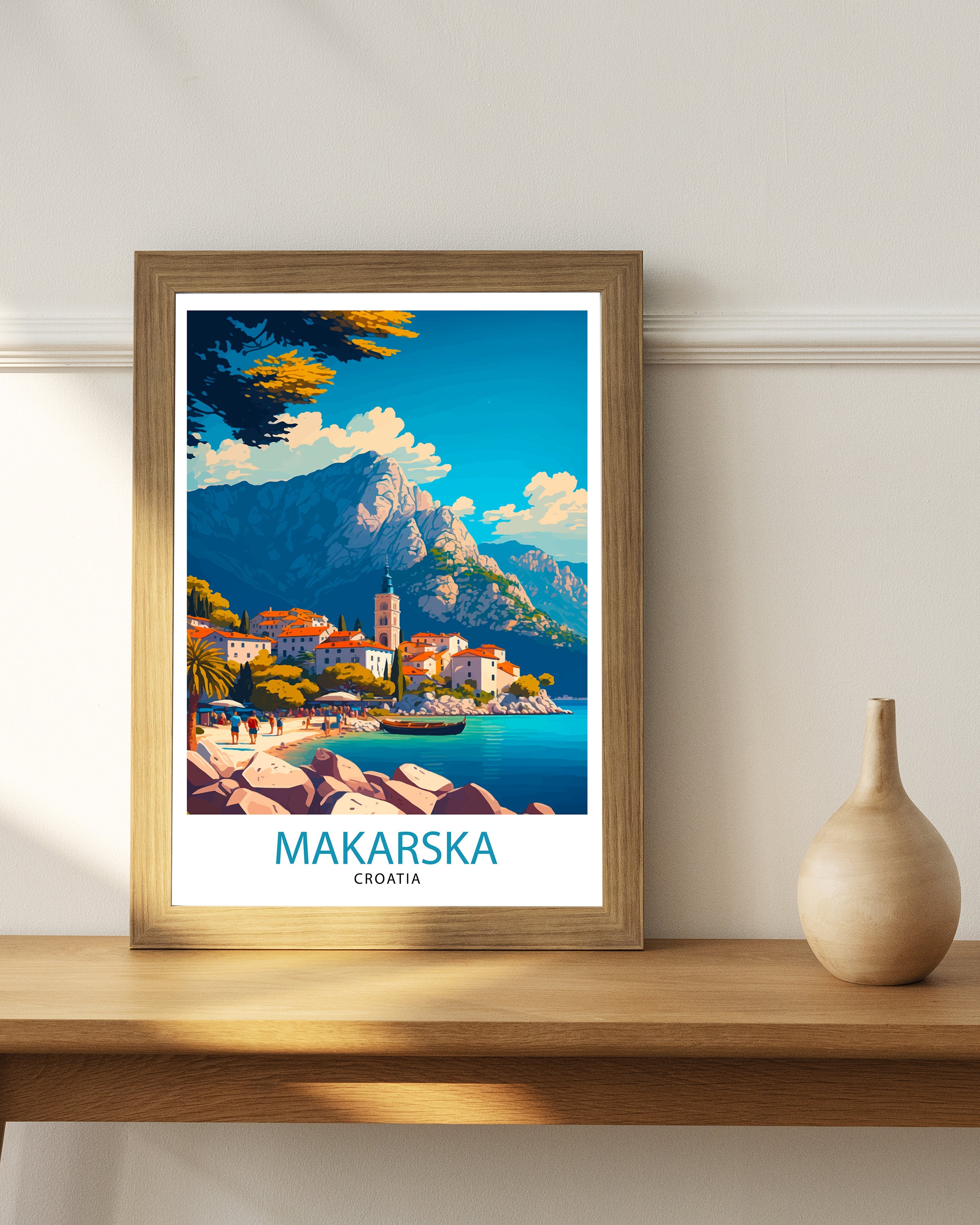 Discover Makarska Croatie Paysage Voyage Vintage Poster