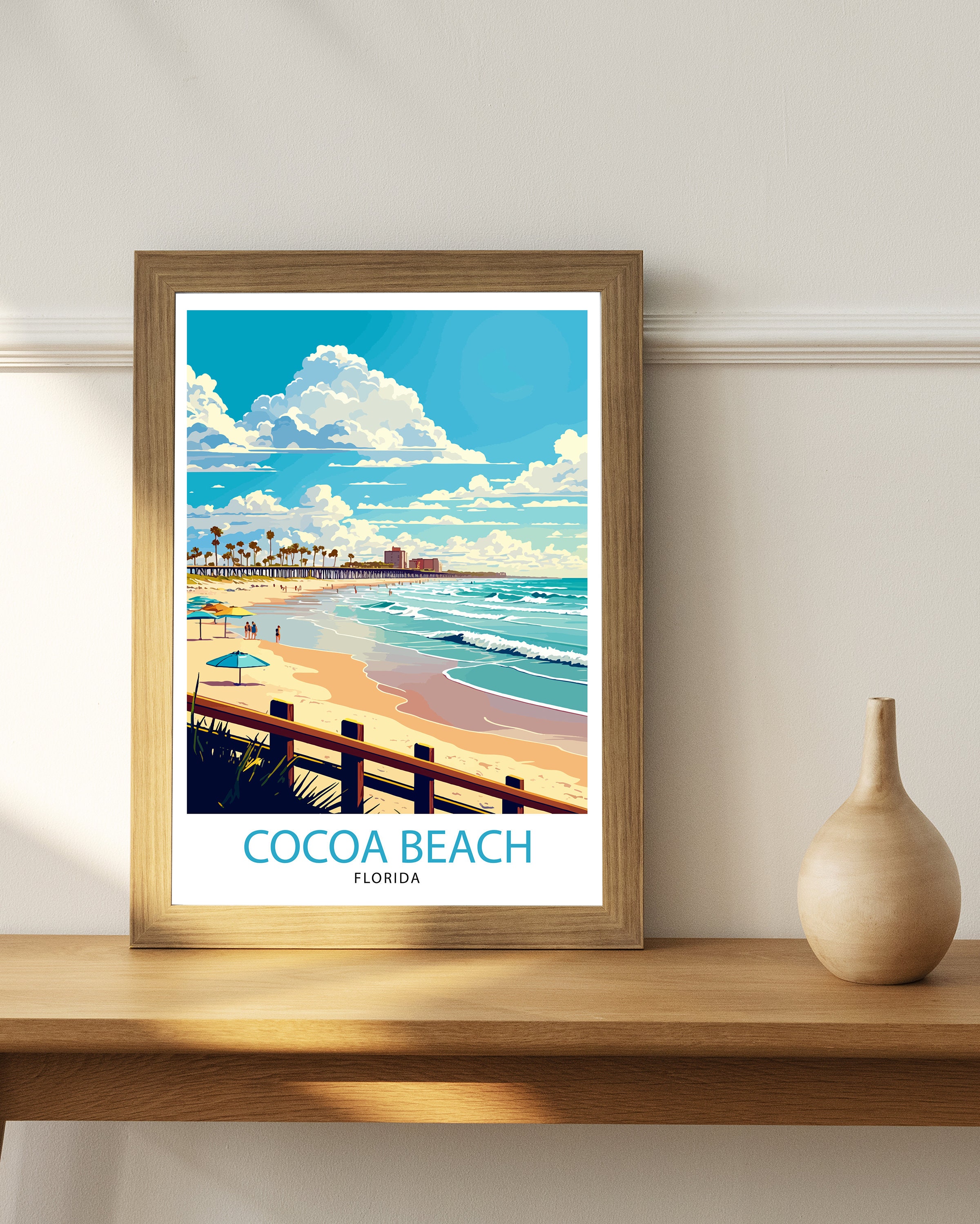 Cocoa Beach Florida Travel Print| Cocoa Beach Wall Art Cocoa Beach
