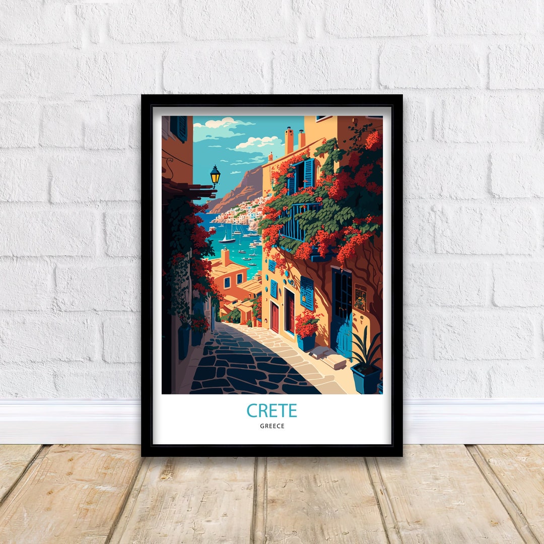 Crete Travel Print Crete Poster Crete Wall Art Crete Greece Wall Art