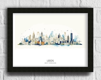 Leeds Skyline Print Wall Decor Wall Art Leeds Wall Hanging Home Décor Leeds Gift Art Lovers UK Skyline Art Lover Gift Print Art