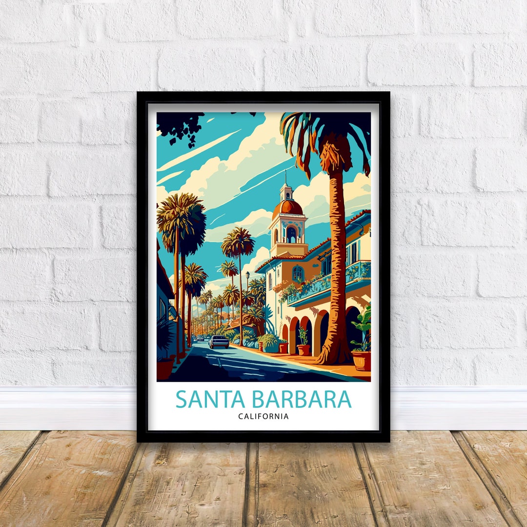 Santa Barbara California Travel Print Santa Barbara Wall Art California Coastal Decor Travel
