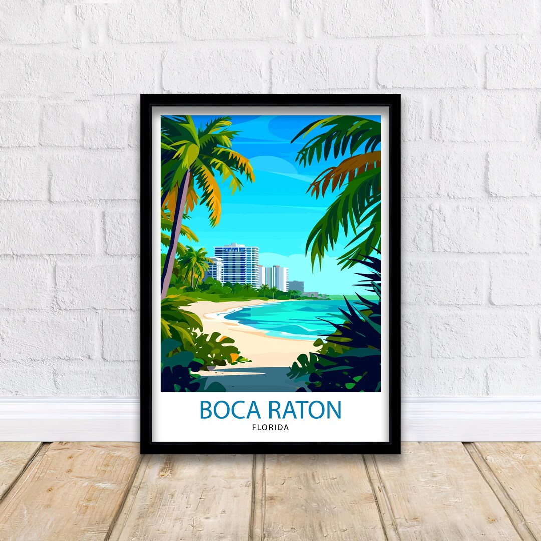 Boca Raton Florida Print| Coastal City Art Beach Paradise Poster ...