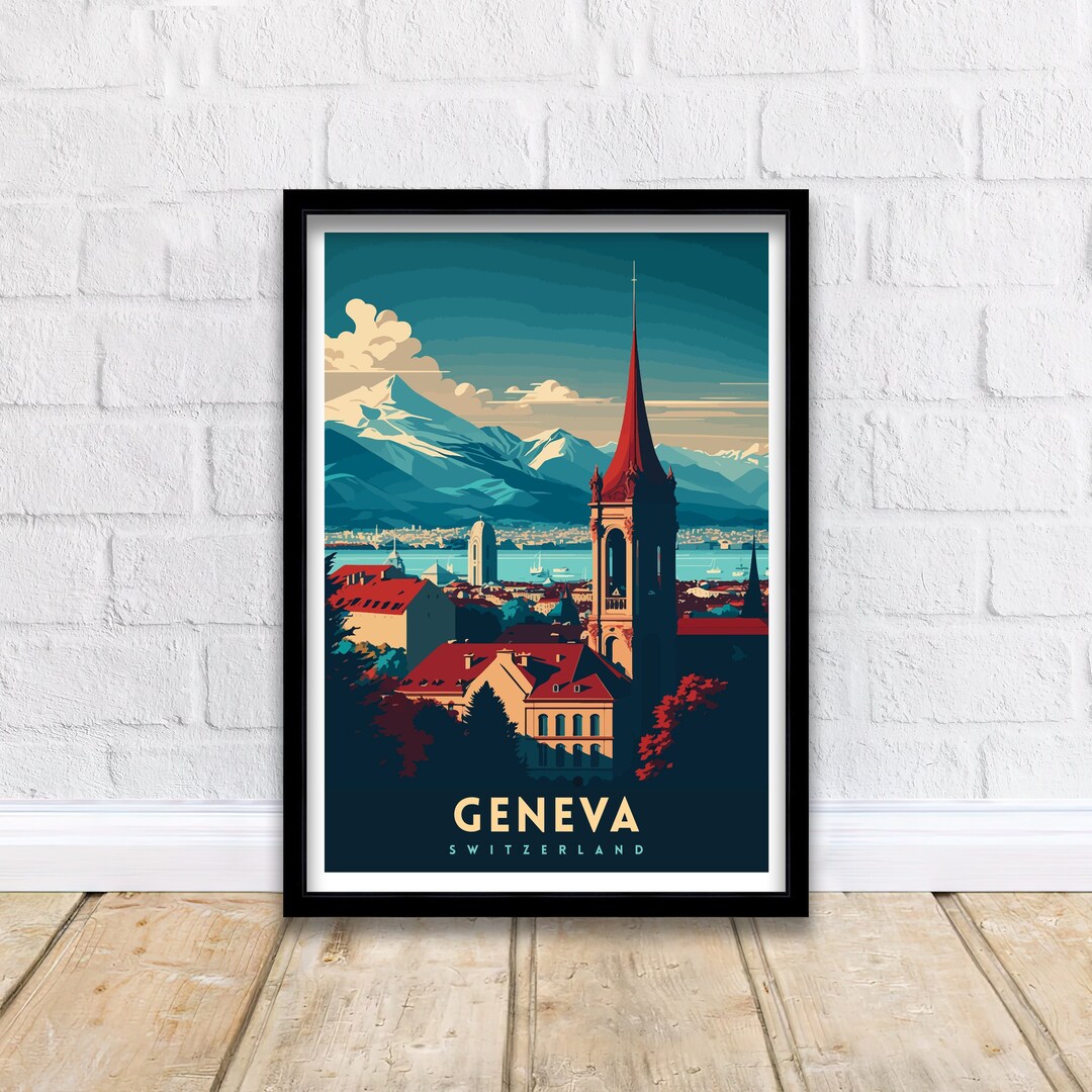 Geneva Switzerland Travel Print Geneva Wall Art Geneva Home Decor