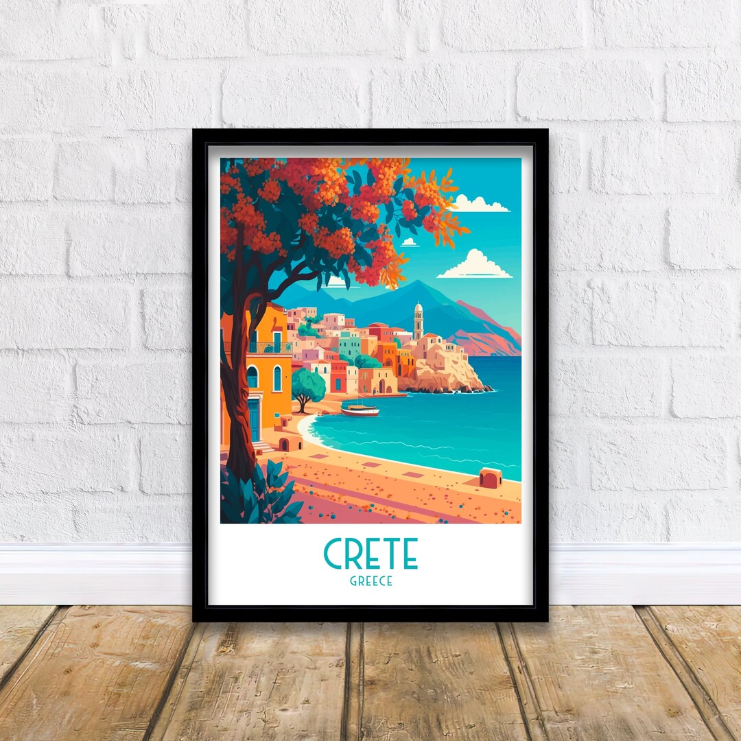 Crete Travel Print Crete Poster Crete Wall Art Crete Greece Wall Art