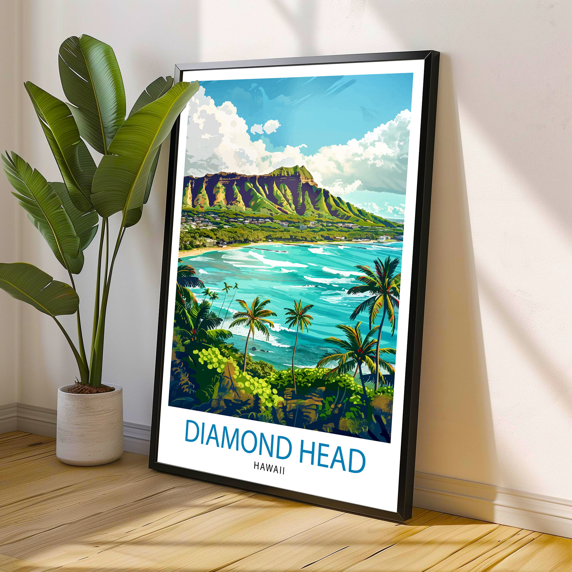 Vintage Hawaiian diamondhead ステンドグラスアート Diamond Head