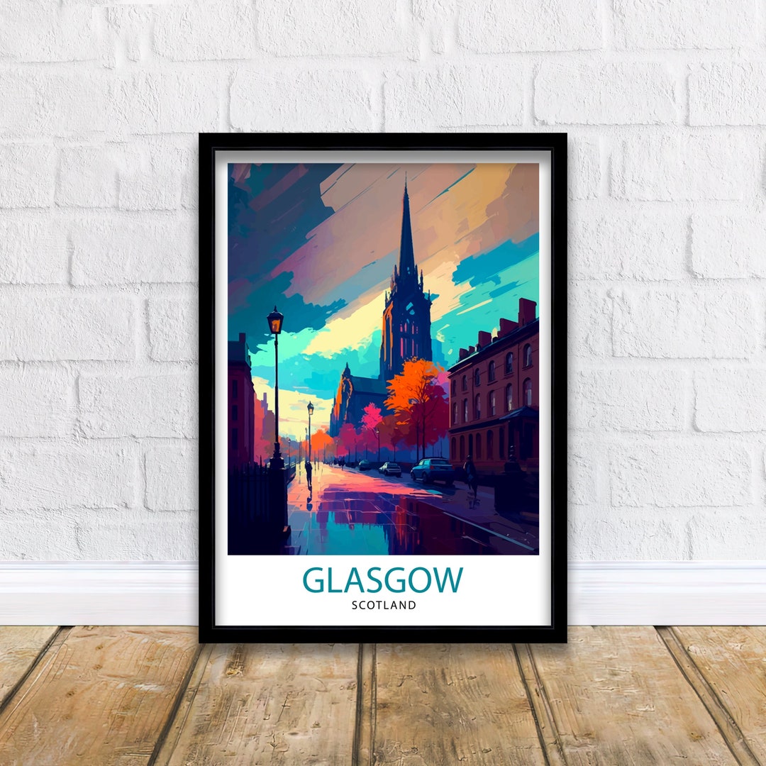 Glasgow Scotland Travel Print Glasgow Wall Art, Glasgow Home Decor