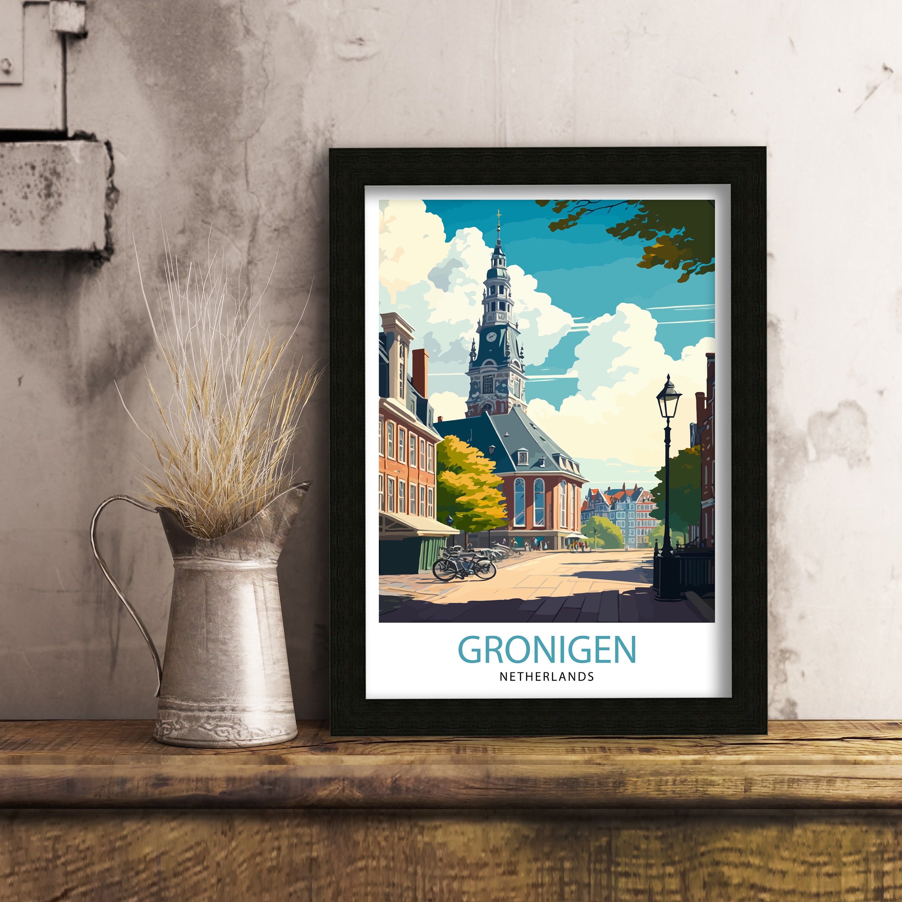 Discover Groningen Pays-Bas Voyage Affiche