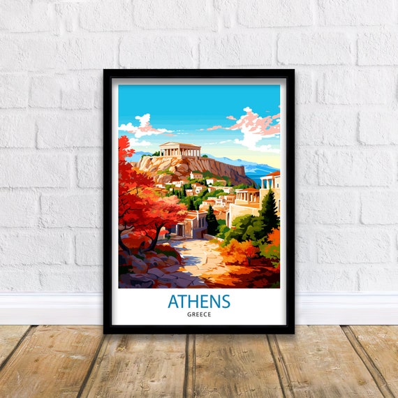 Athens Greece Travel Print  Athens Wall Decor Athens Poster Greece Travel Prints Athens Art Print Athens Illustration Athens Wall Art Greece