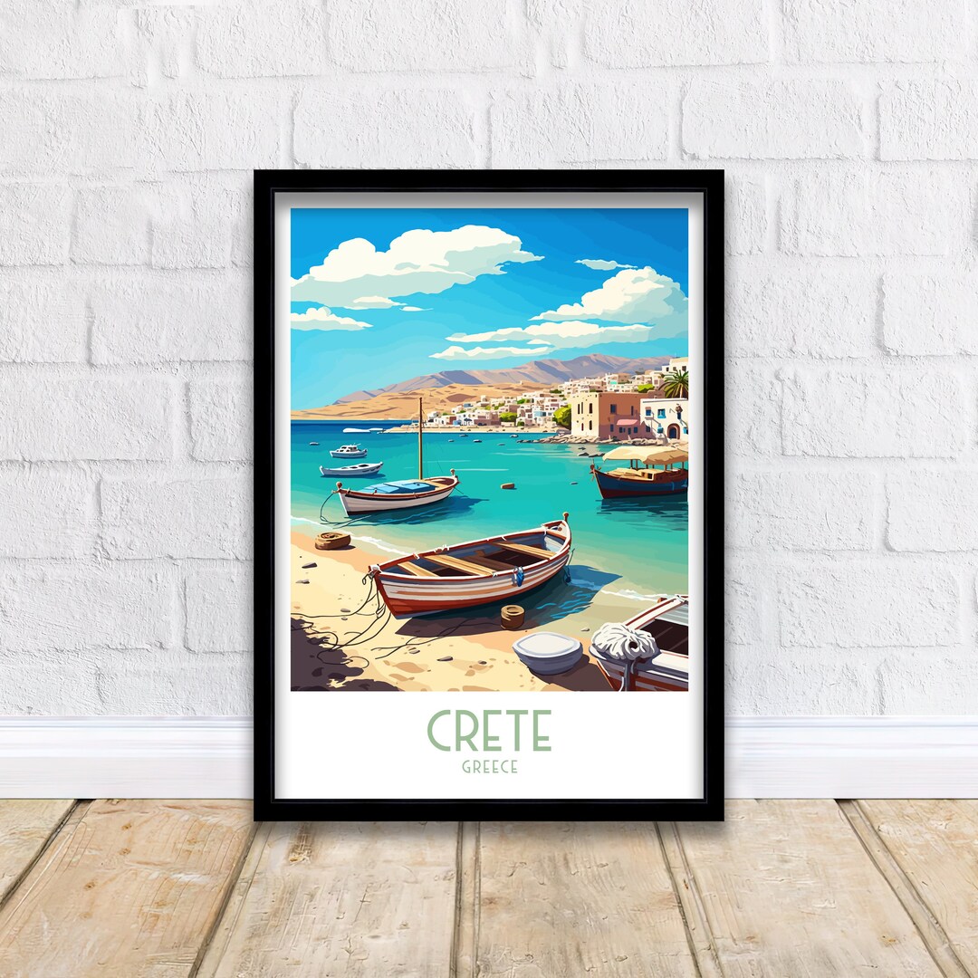 Crete Travel Print Crete Poster Crete Wall Art Crete Greece Wall Art