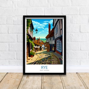 Rye East Sussex Print  English Coastal Town Art Historic Rye Poster Medieval Architecture Wall Decor Cinque Ports Illustration