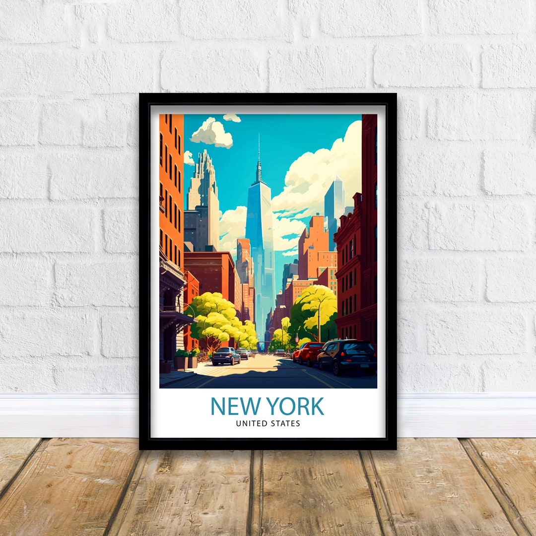 New York City Travel Print| New York Wall Art NYC Illustration Travel ...