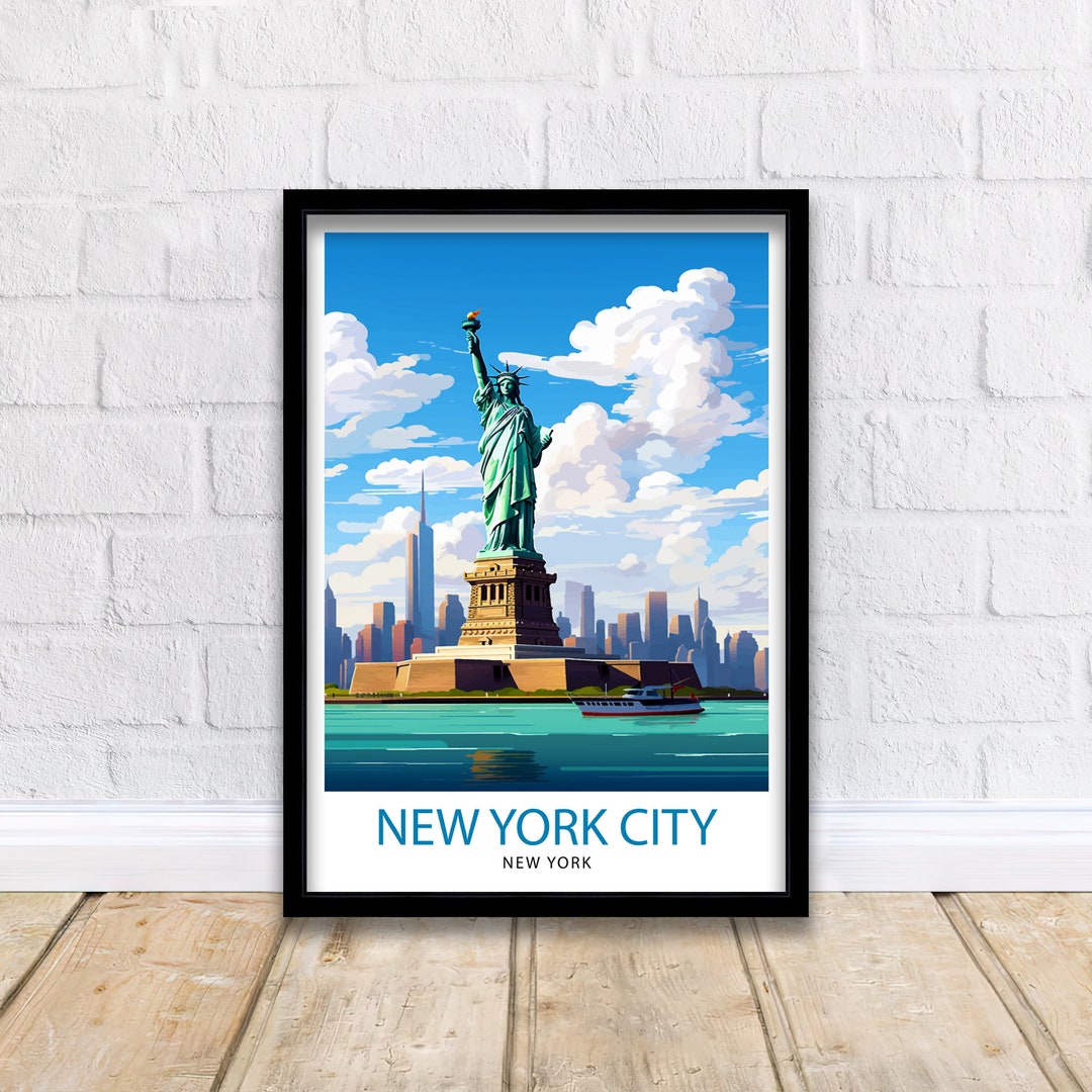 New York City Travel Print| New York Wall Art NYC Illustration Travel ...