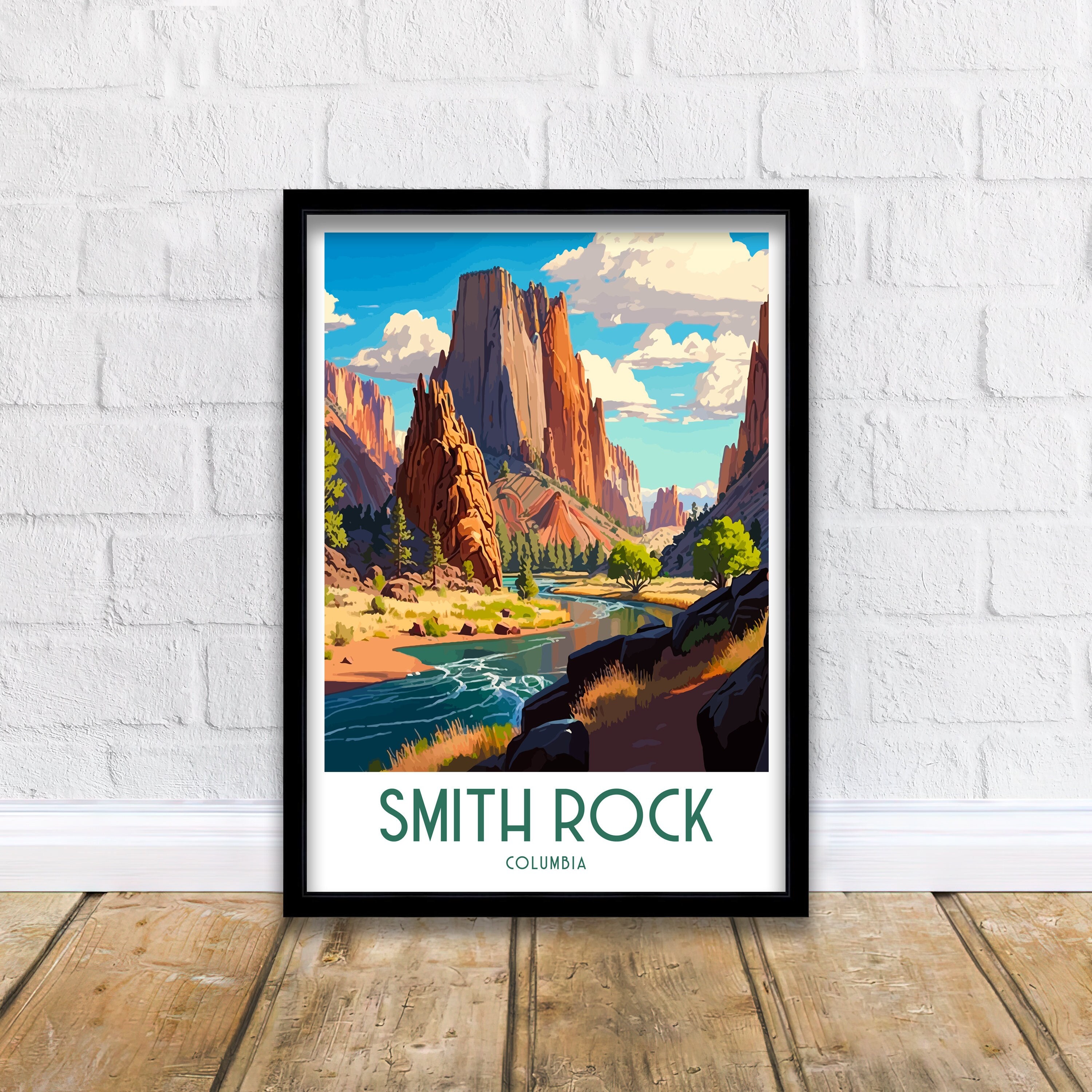 Smith Rock Travel Print|, Columbia Travel Print  Oregon Wall Decor  Smith Rock Poster  USA Travel Prints  Smith Rock Art Print