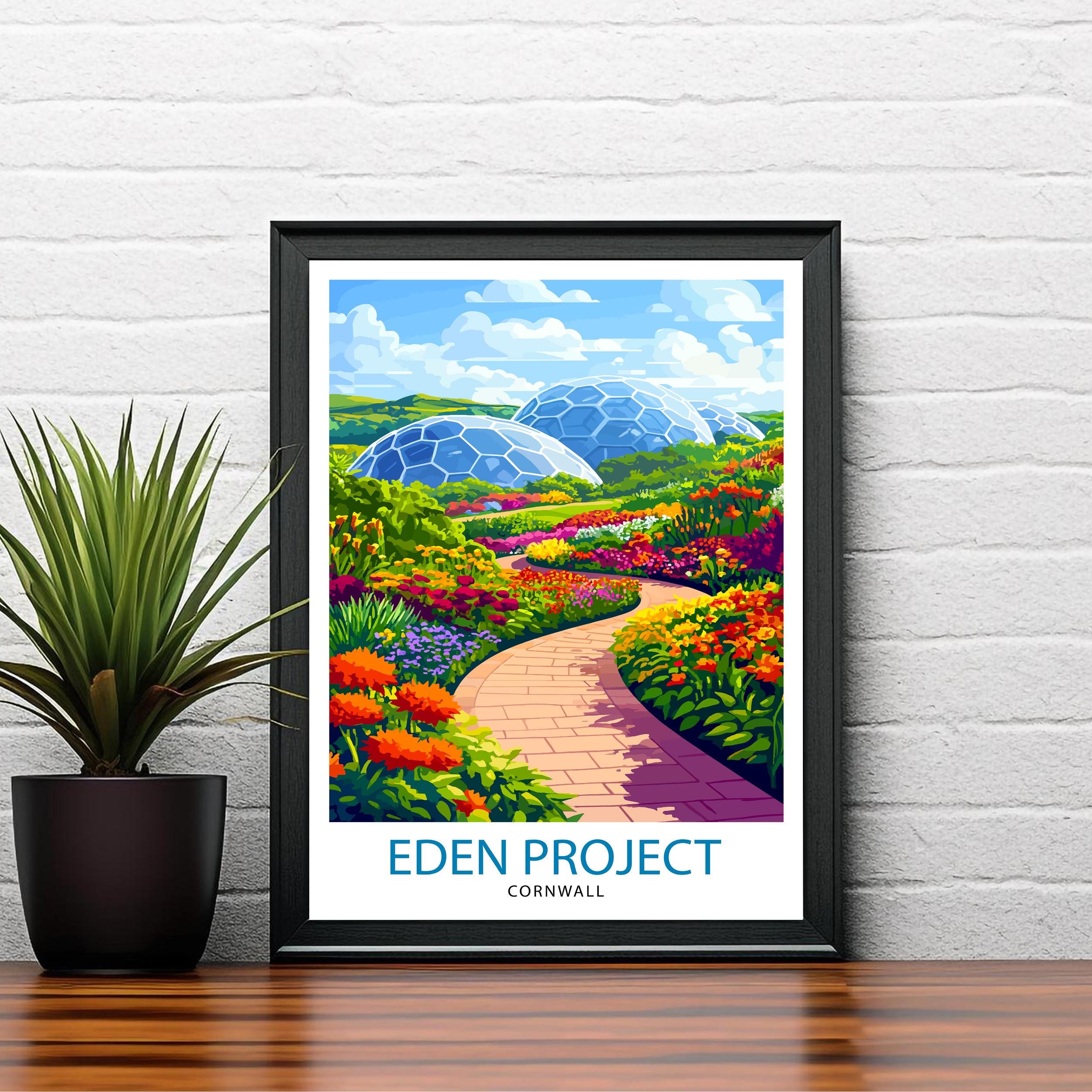 Eden Project Cornwall Travel Poster Wall Decor Wall Art Eden