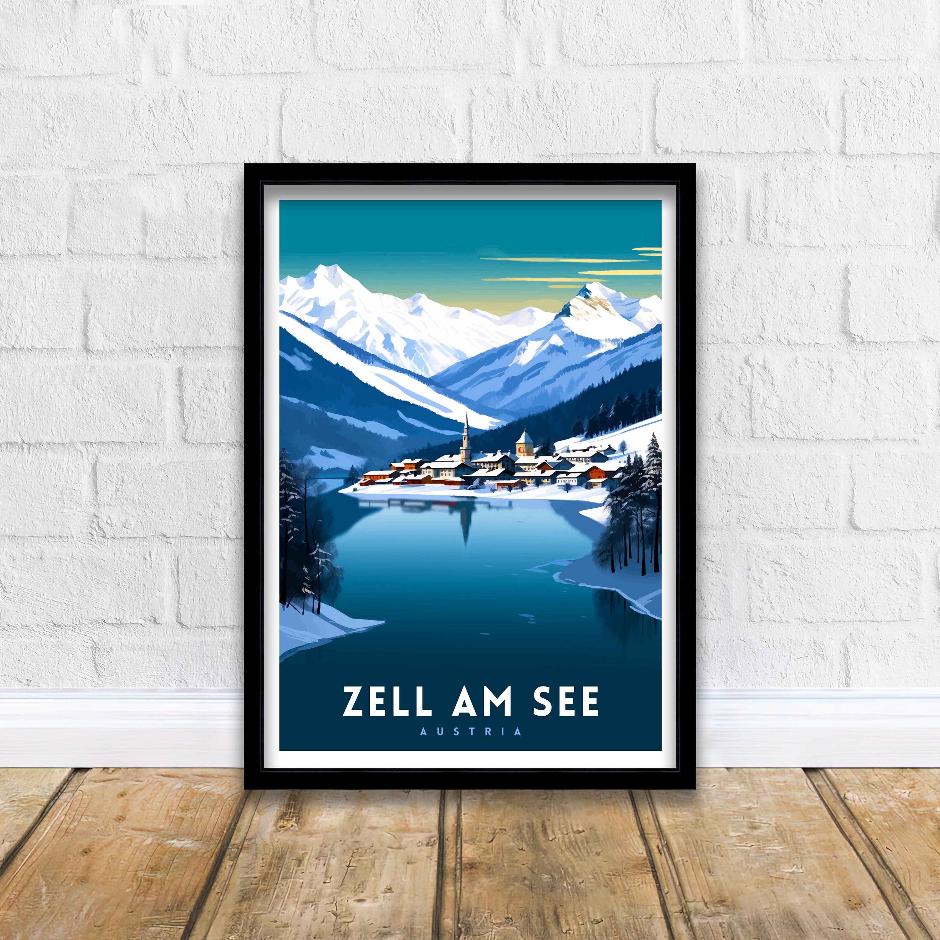 Zell Am See Austria Travel Print Austrian Lakeside Scenery Poster