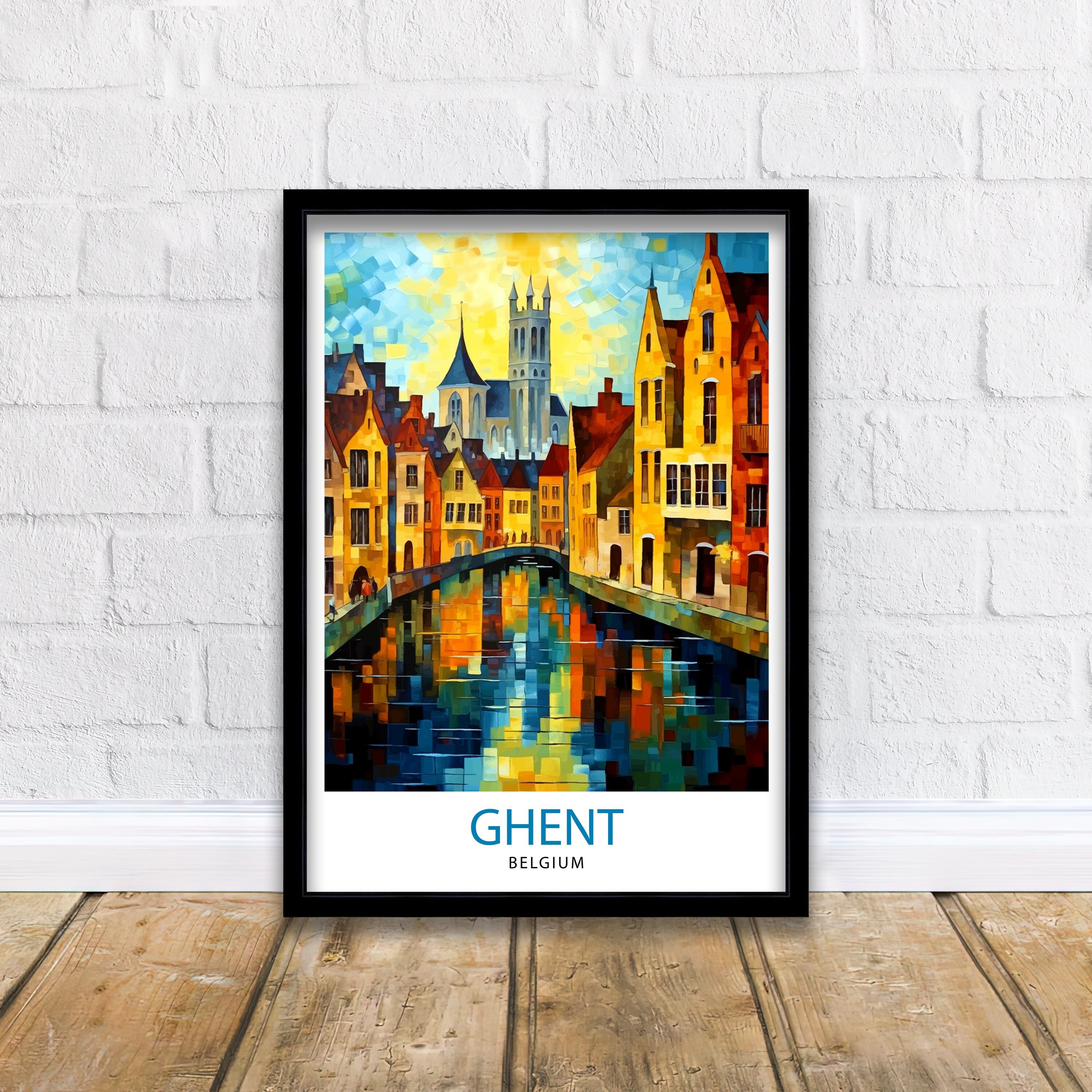 Ghent Belgium Travel Print  Ghent Wall Decor Ghent Poster Belgium Travel Prints Ghent Art Print Ghent Illustration Ghent Wall Art Belgium