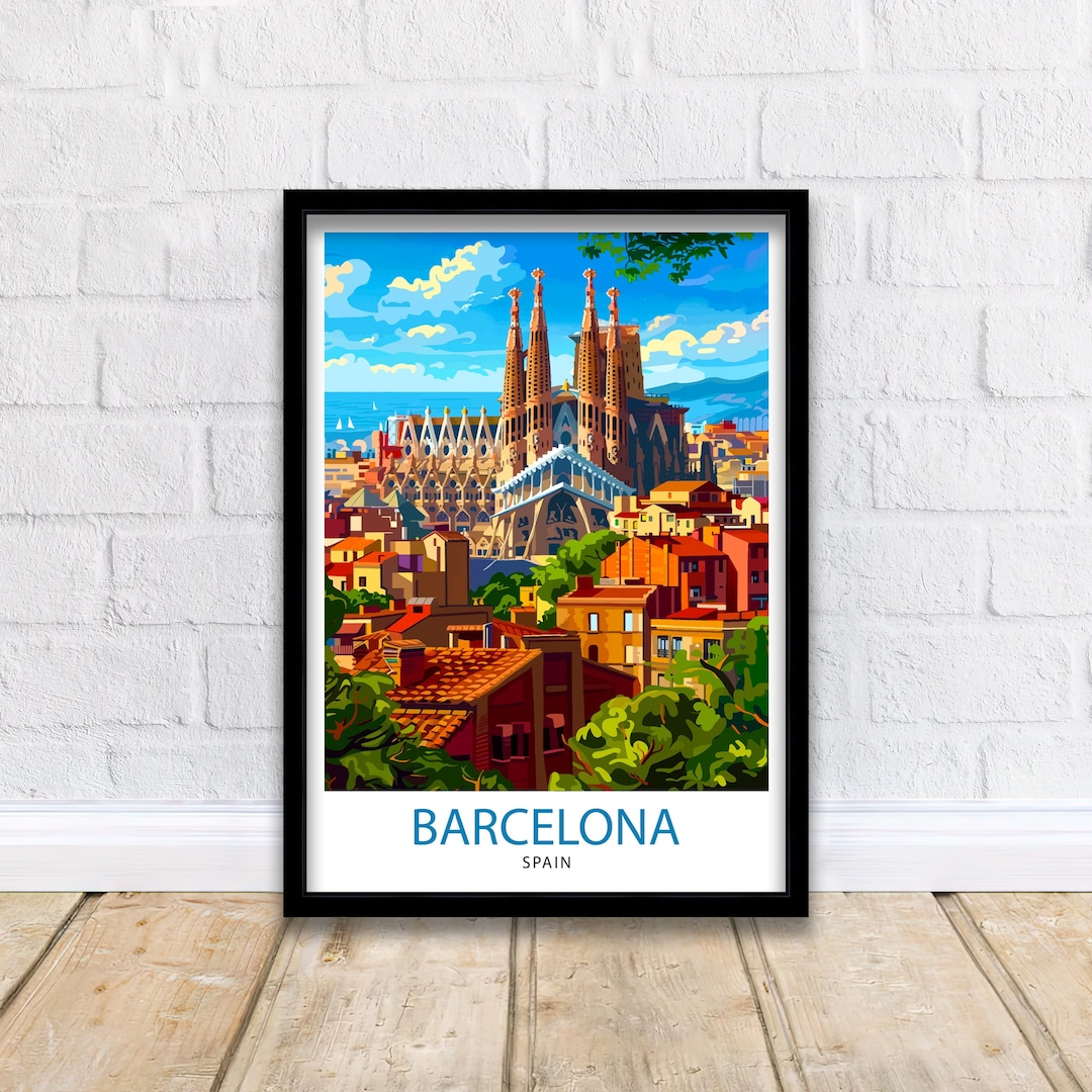 Picture of Barcelona Spain Travel Print Barcelona Wall Decor Spain Illustration ...