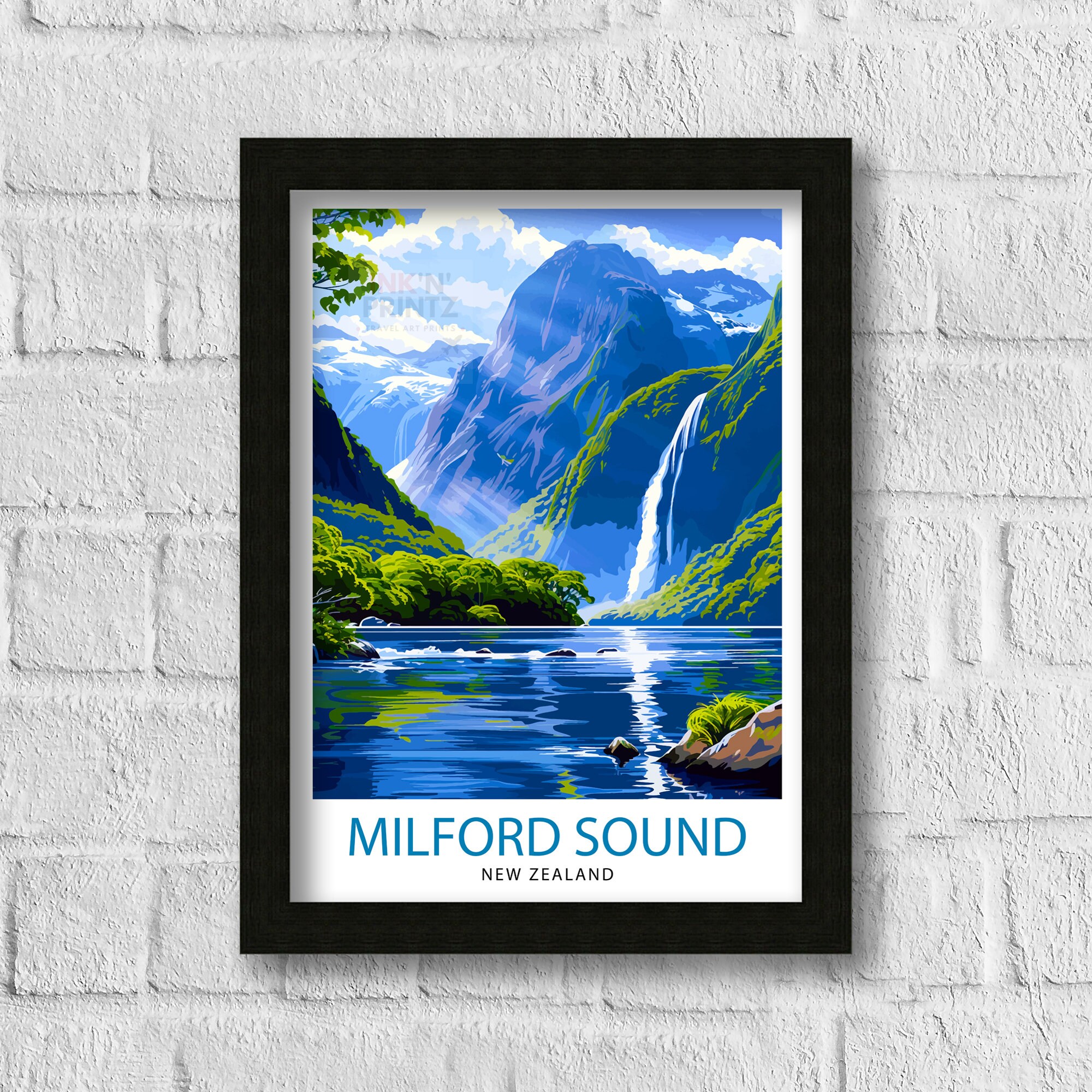 Milford Sound New Zealand Travel Print Wall Art Milford Sound Wall
