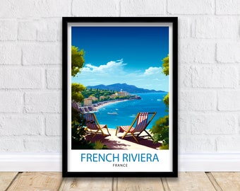 French Riviera Travel Print Wall Decor Wall Art French Riviera Wall Hanging Home Décor French Riviera Gift Art Lovers France Art Lover Gift