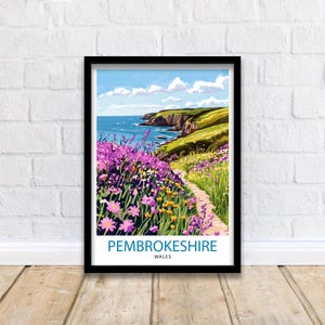 Pembrokeshire Travel Poster UK Coastal Art Pembrokeshire Print Scenic Wales Poster Pembrokeshire Wall Decor