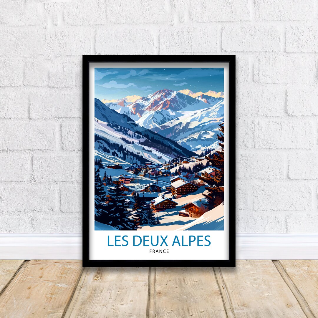 Les Deux Alpes Ski Resort Travel Print Wall Decor Art Les Deux Alpes ...