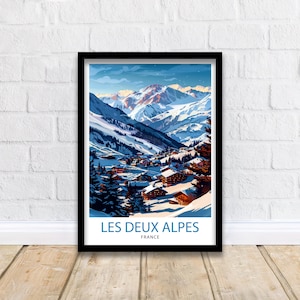 Les Deux Alpes Ski Resort Impressão de viagem Decoração de parede Arte Les Deux Alpes Suspensão de parede Decoração de casa Les Deux Alpes Presente Amantes de arte França Amante de arte