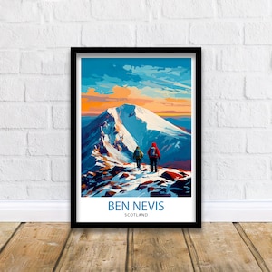 Ben Nevis Print  Scottish Mountain Decor Fort William Scotland Wall Art Ben Nevis Summit Poster Scottish Highlands Landscape Artwork Hiking