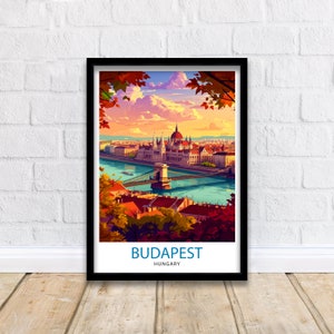 Impresión de viaje a Budapest, Hungría Arte mural de Budapest Ilustración de Hungría Póster de Budapest Decoración de viaje a Hungría Decoración del hogar de Budapest Póster de viaje
