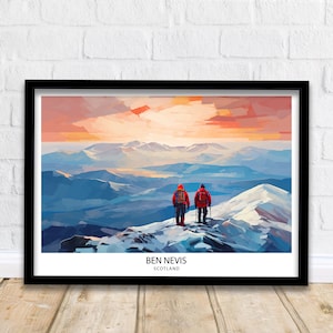 Ben Nevis Print  Scottish Mountain Decor Fort William Scotland Wall Art Ben Nevis Summit Poster Scottish Highlands Landscape Artwork Hiking