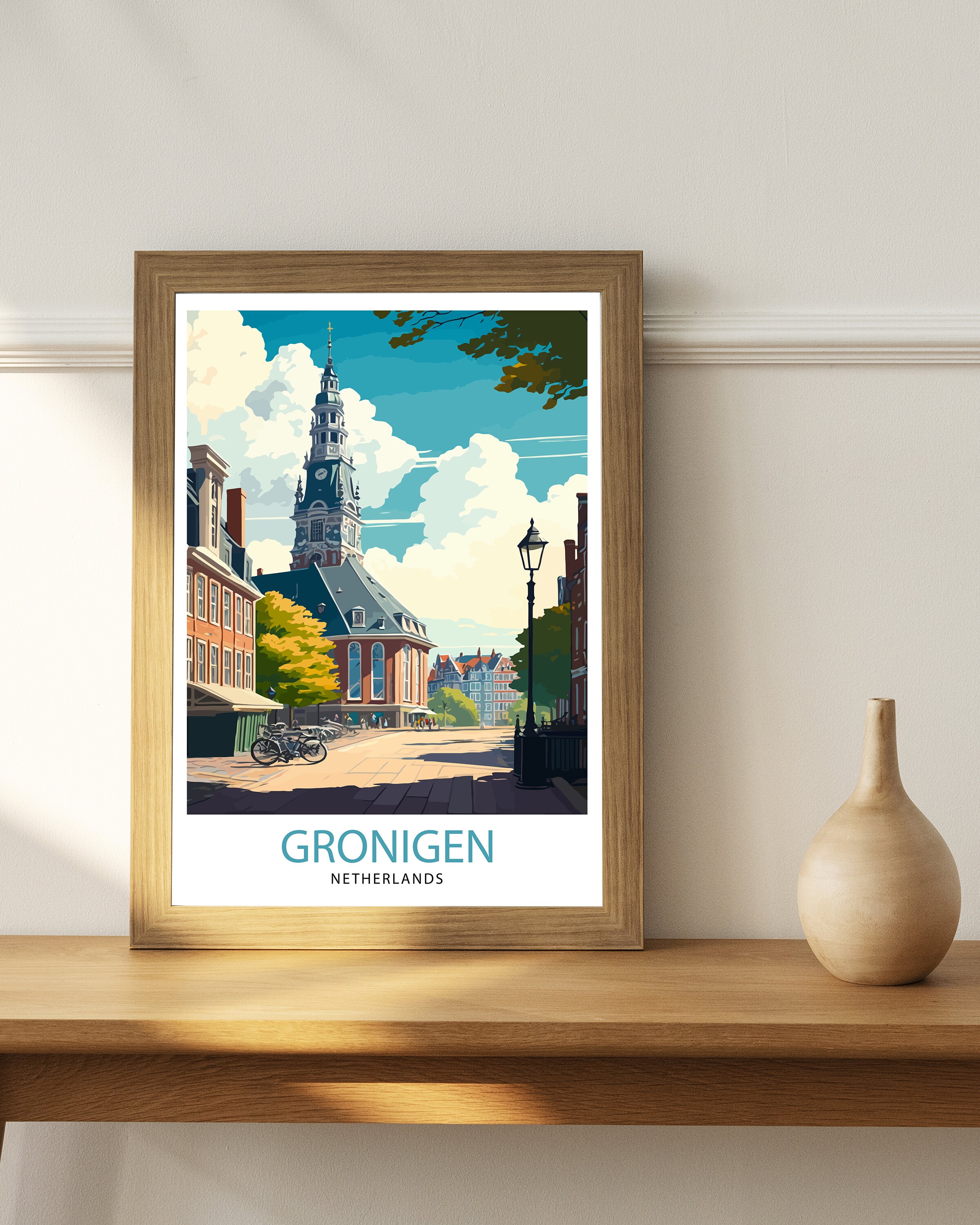 Discover Groningen Pays-Bas Voyage Affiche