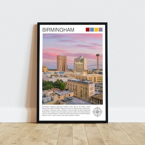 Birmingham Alabama Travel Print Wall Decor Wall Art Birmingham Wall Hanging Home Décor Birmingham Gift Art Lovers Alabama Art Lover Gift