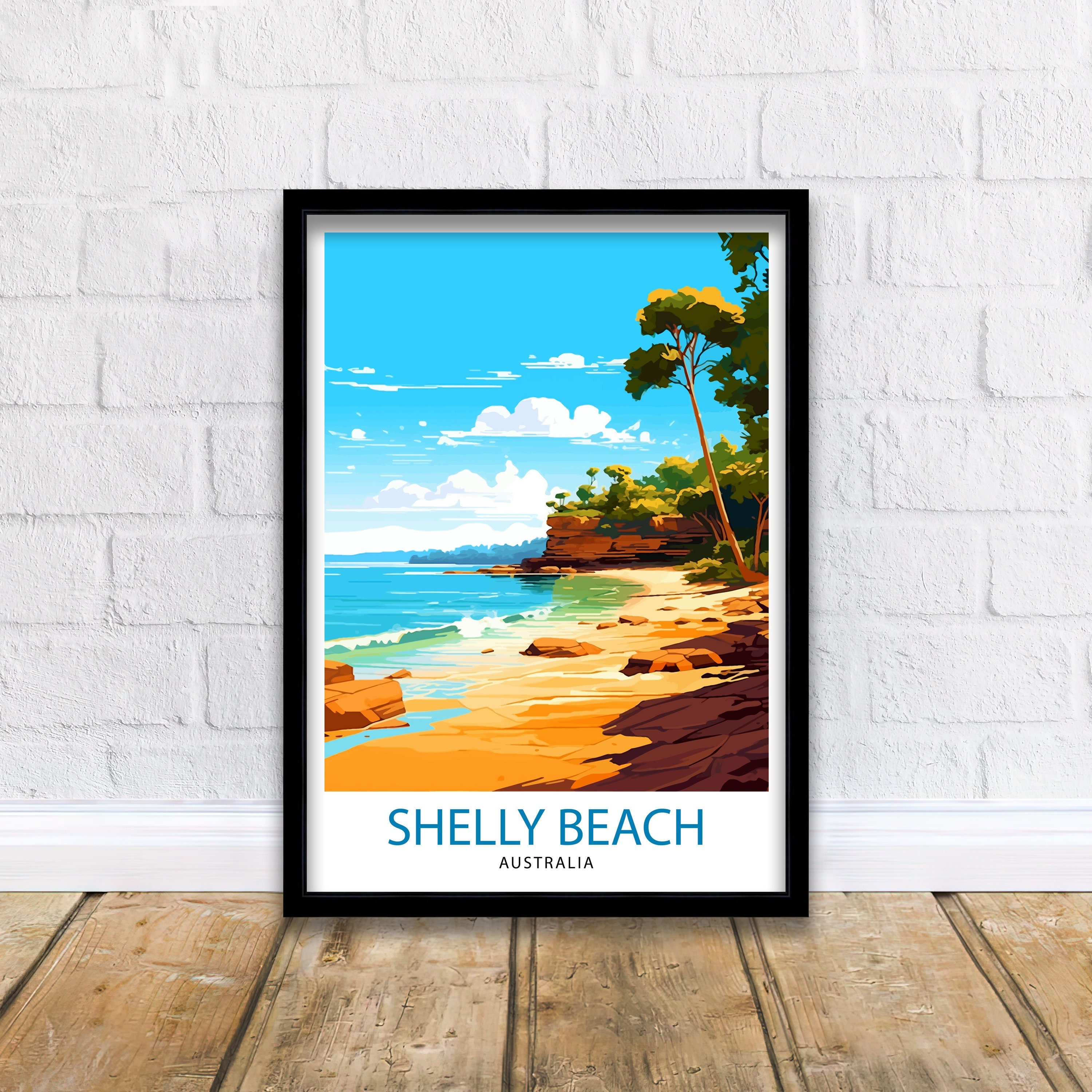 Shelly Beach Australia Travel Print Coastal Wall Decor Shelly