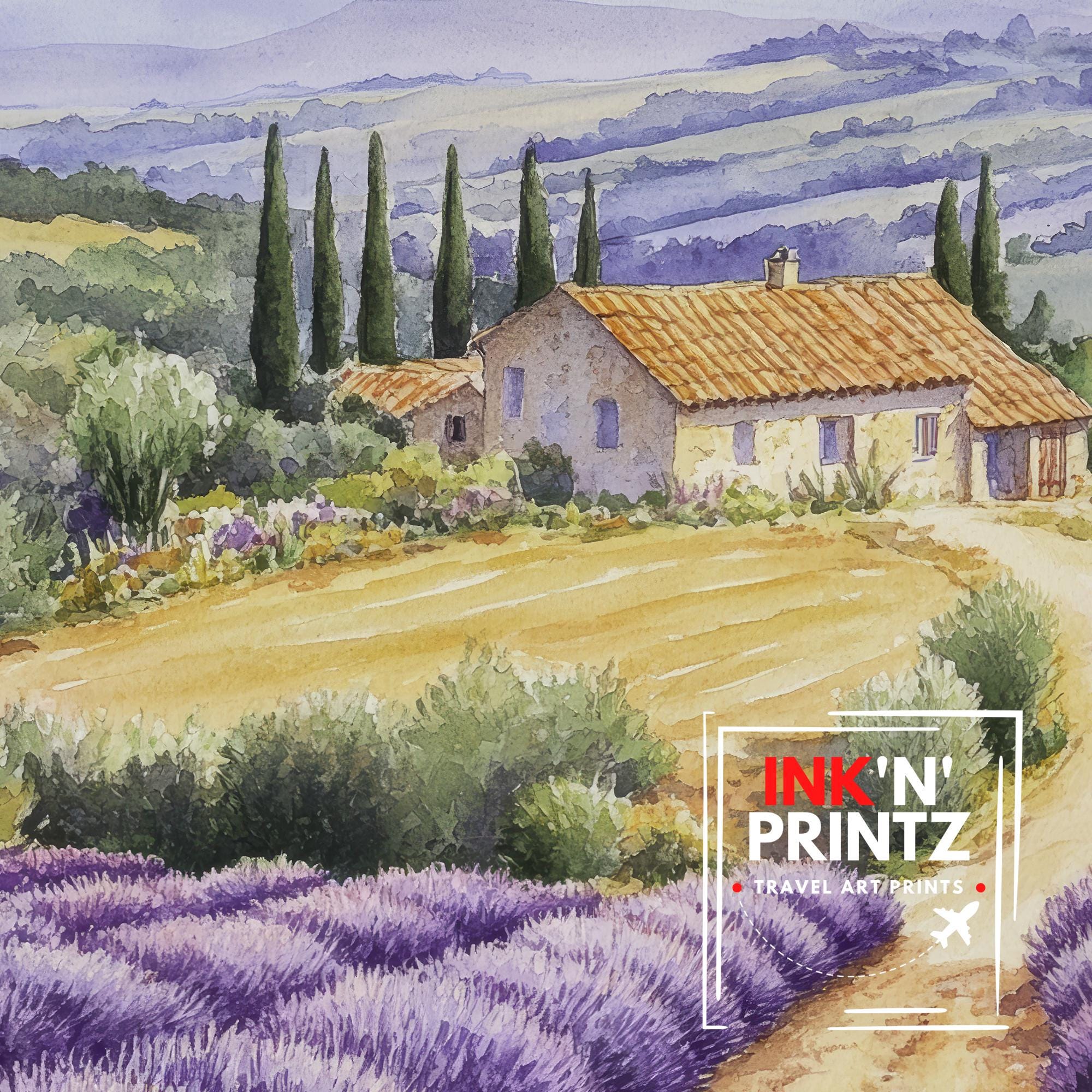 プロヴァンスの水彩画 フランスの風景画 プロヴァンスのプリント 風景